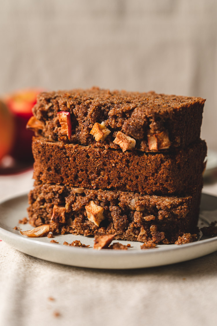 stack of vegan apple bread slices