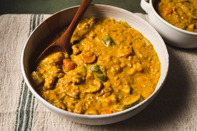 bowl of kabocha lentil curry