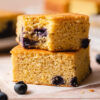 stack of blueberry cornbread