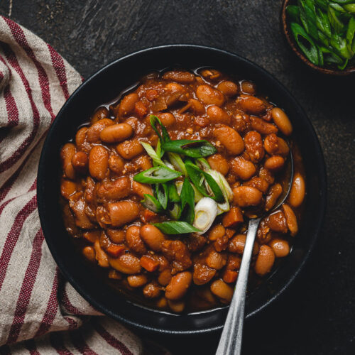 vegan baked beans in a bowl