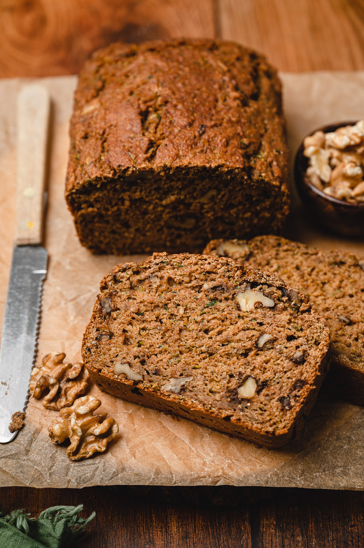 slices of vegan zucchini bread