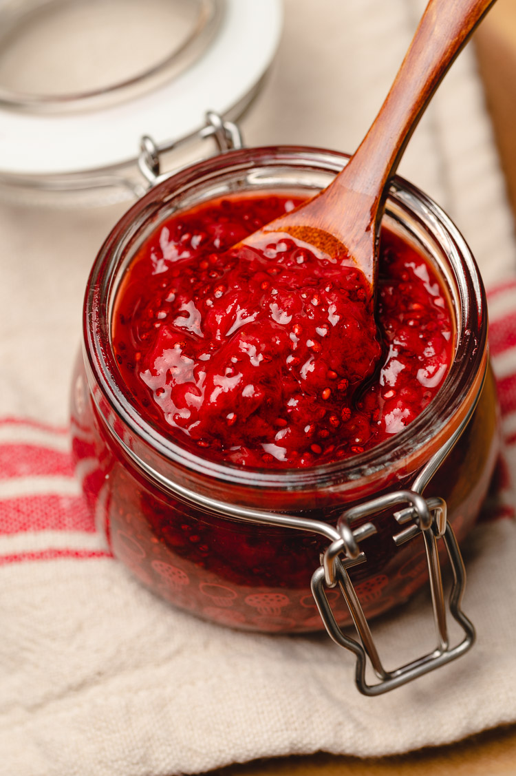 spoonful of homemade chia jam