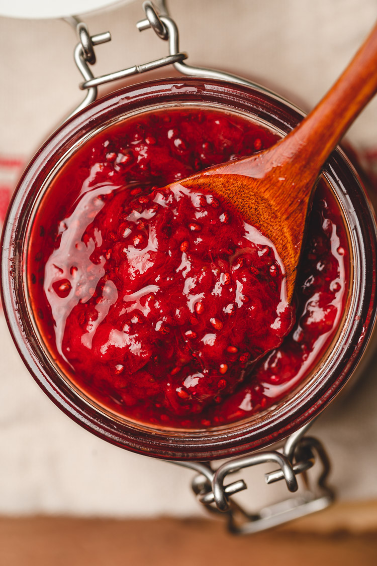 homemade chia jam close up