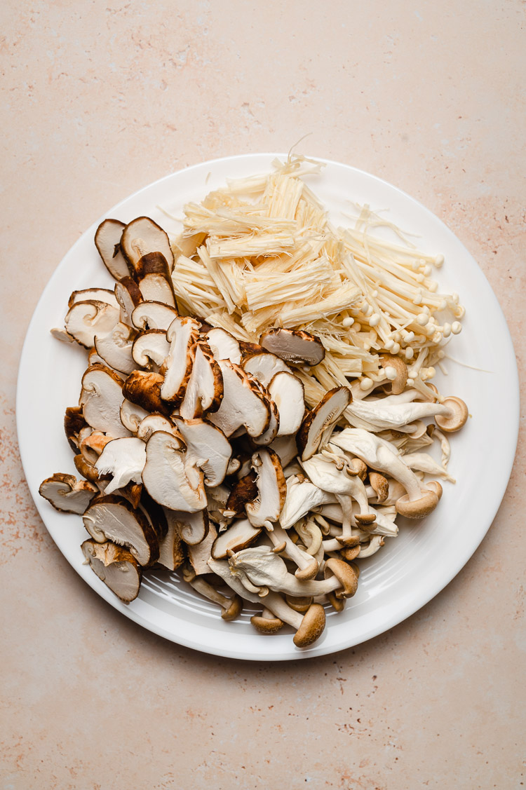 plate of japanese mushrooms