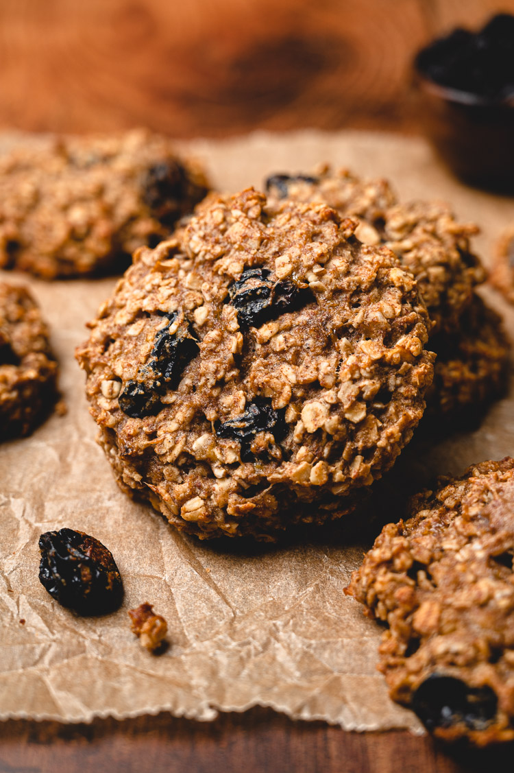 stack of breakfast cookies on a piece of parchment paper