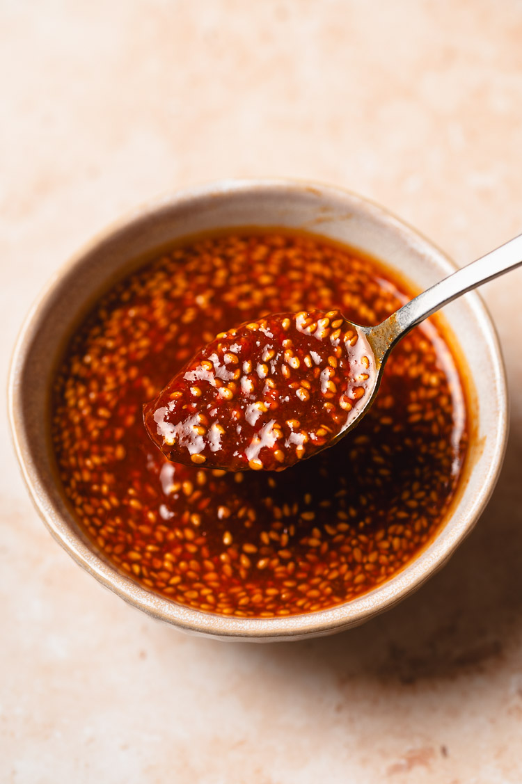 spoonful of gochujang miso sauce