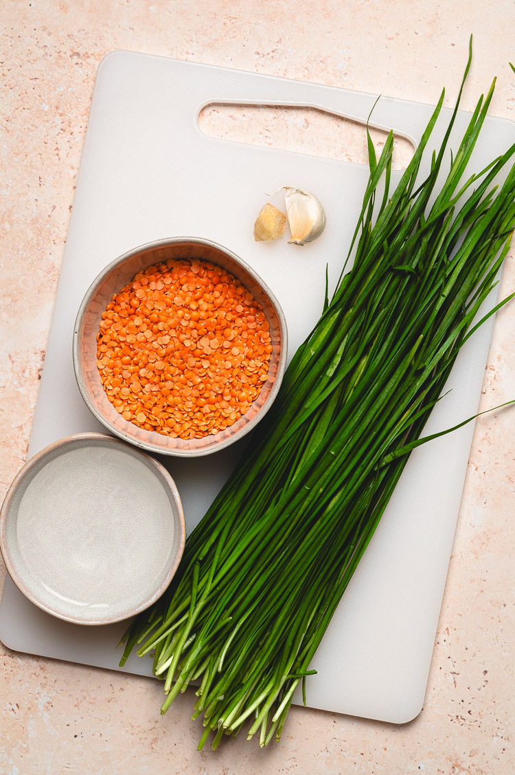 red lentil chive pancake ingredients