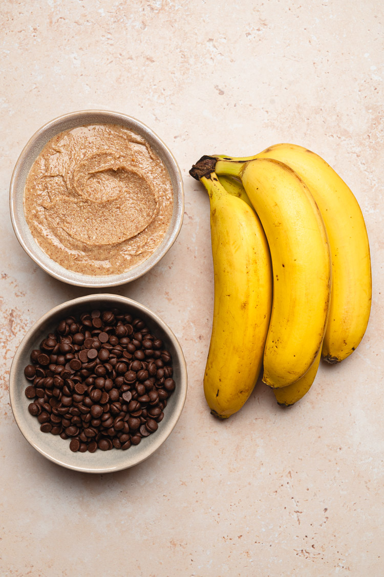 peanut butter, chocolate chips, bananas