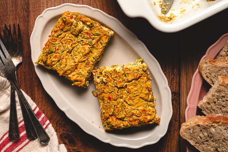 slices of tofu frittata on a plate