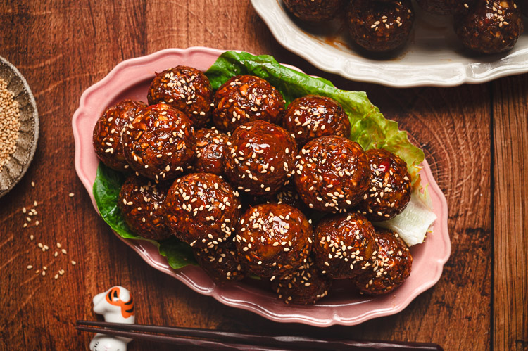 vegan meatballs on a plate