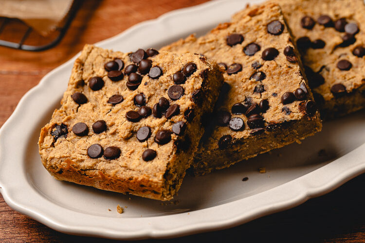 chickpea blondies on a serving plate