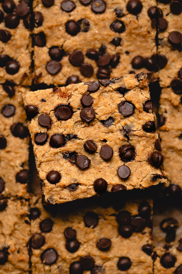 chickpea blondies overhead close up