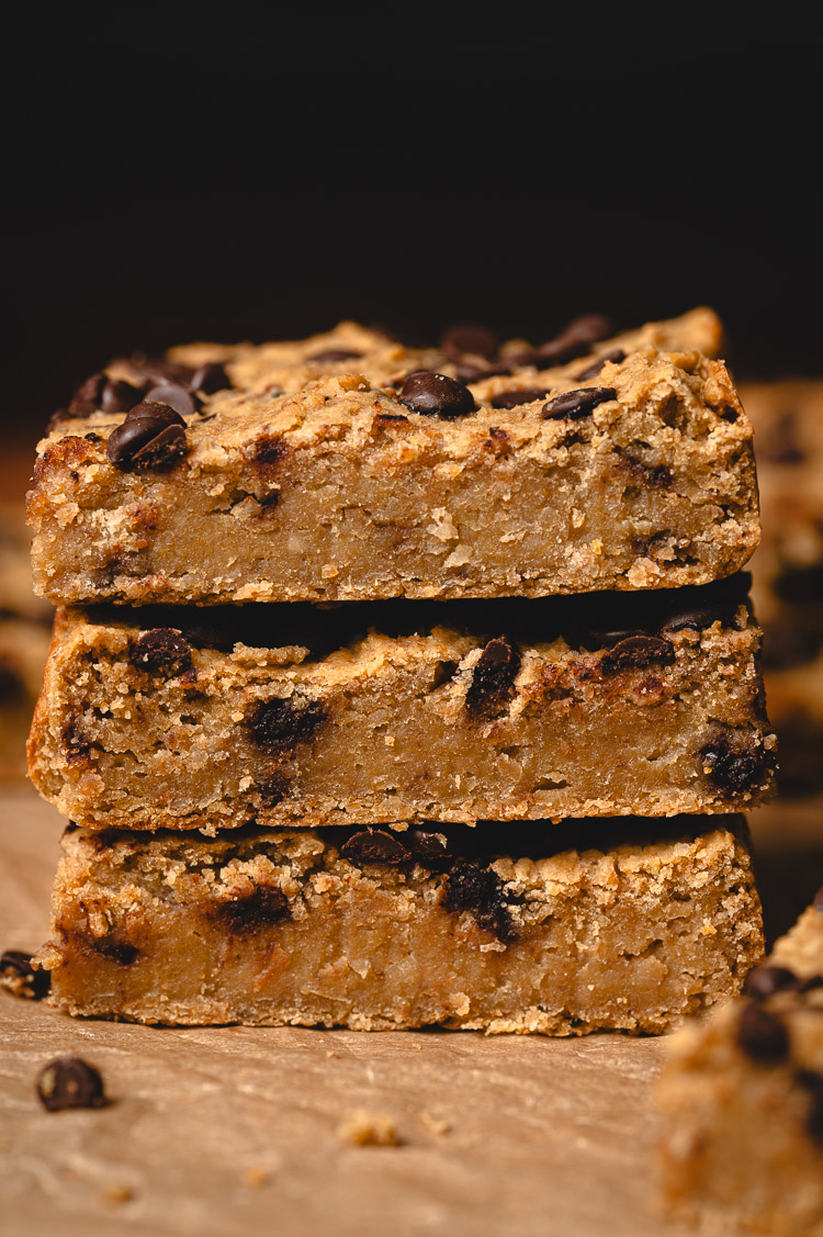 stack of chickpea blondies