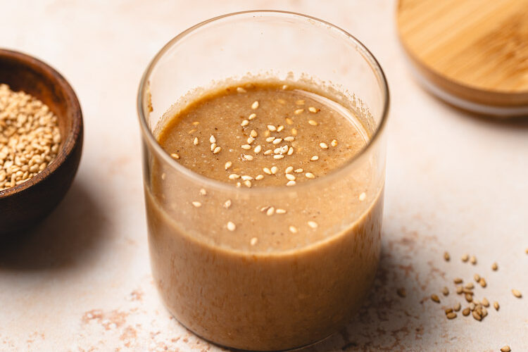 jar of homemade sesame dressing