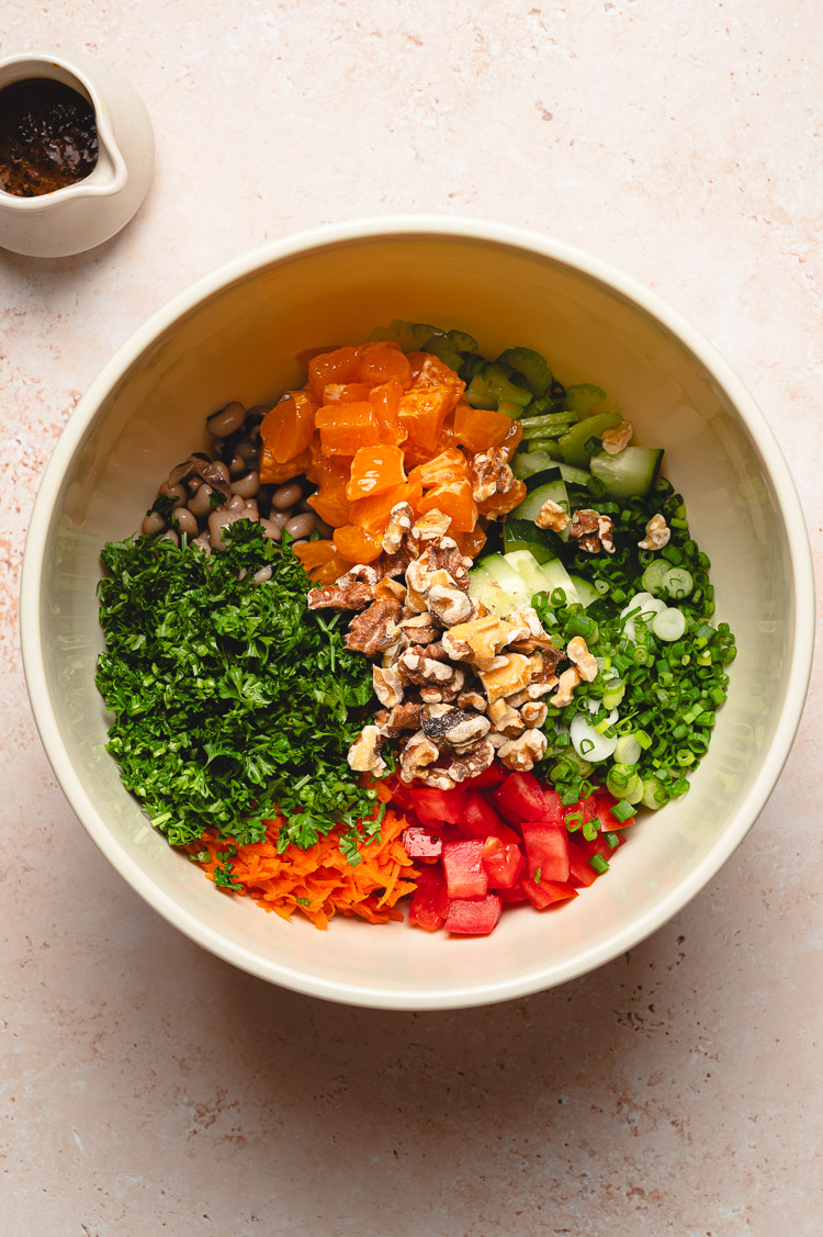 spiced bean salad before being dressed