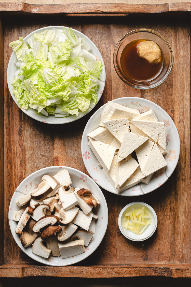 ingredients for miso braised tofu