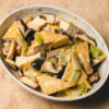miso braised tofu in a serving dish