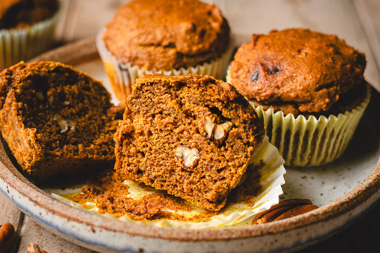 plate of vegan pumpkin muffins