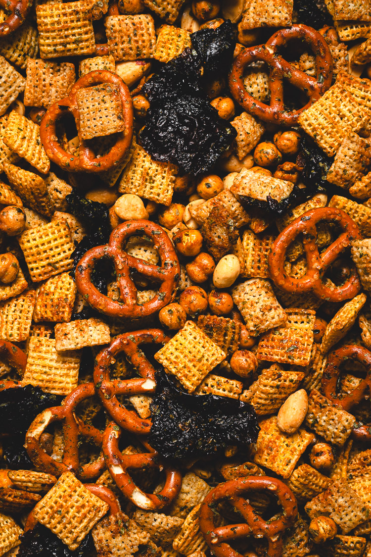 furikake chex mix close up