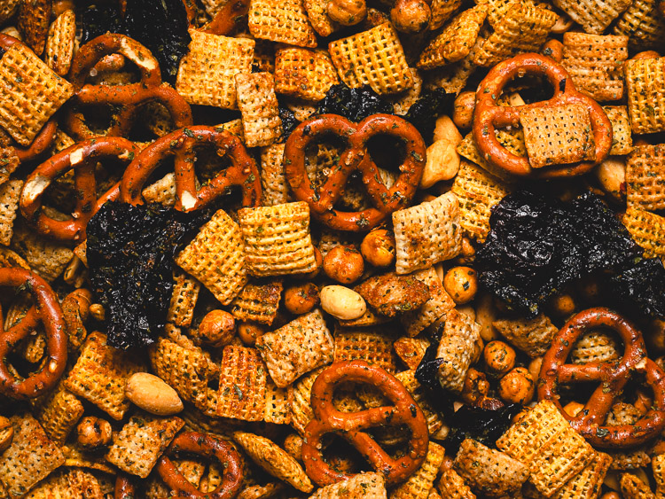 furikake chex mix close up