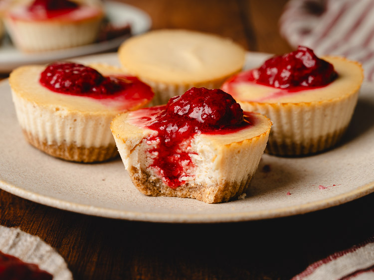 mini vegan cheesecakes on a plate