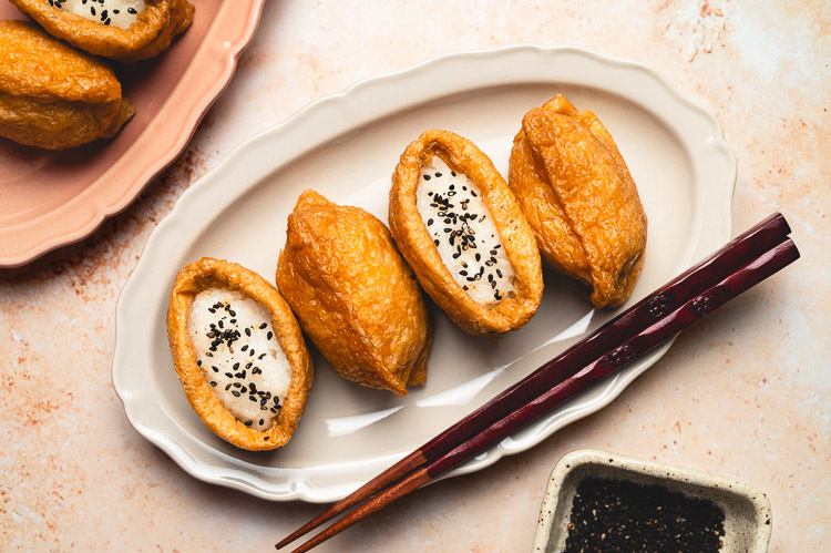 inari sushi on plates