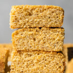 stack of vegan almond flour cornbread slices