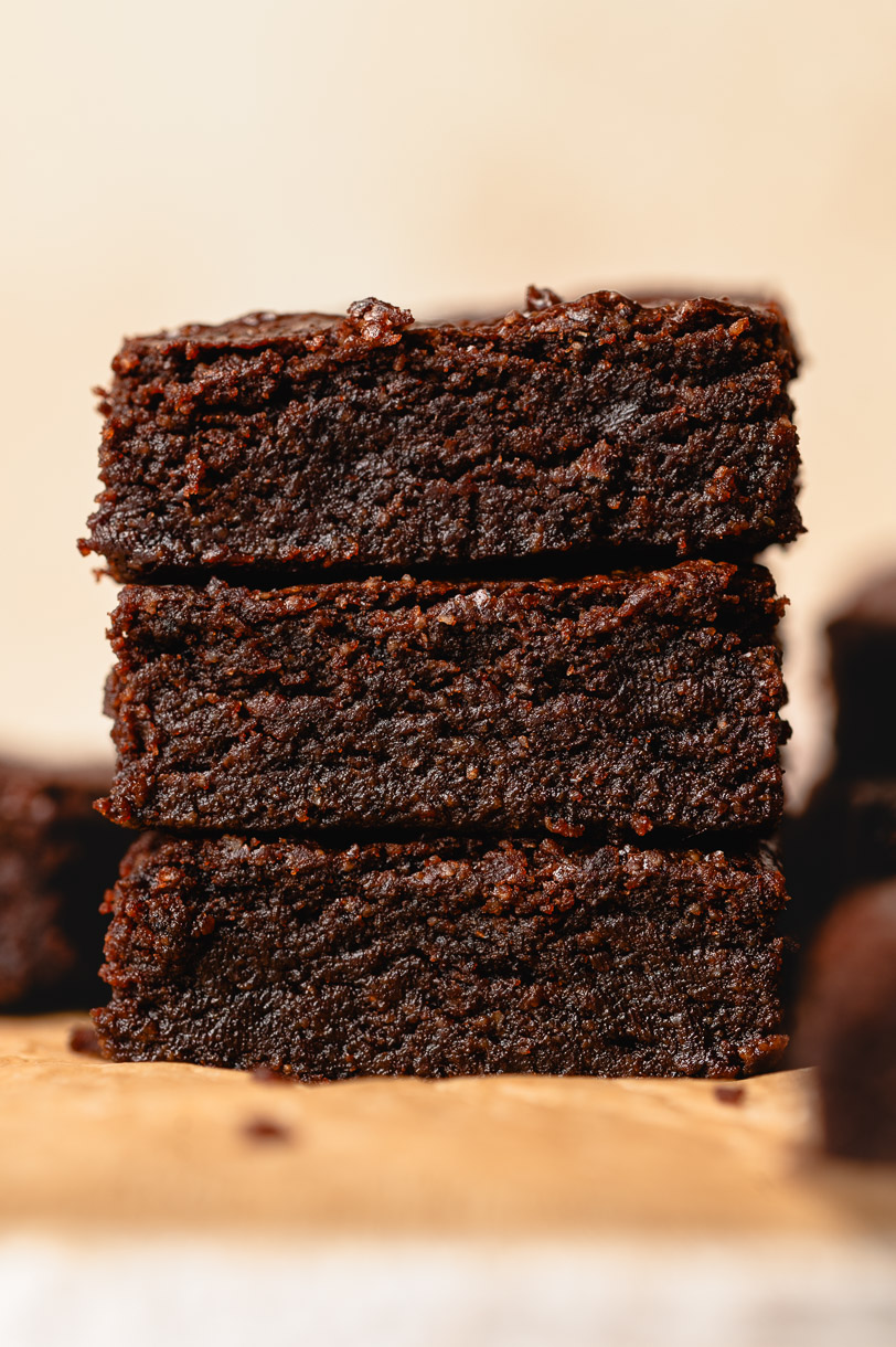 stack of vegan brownies