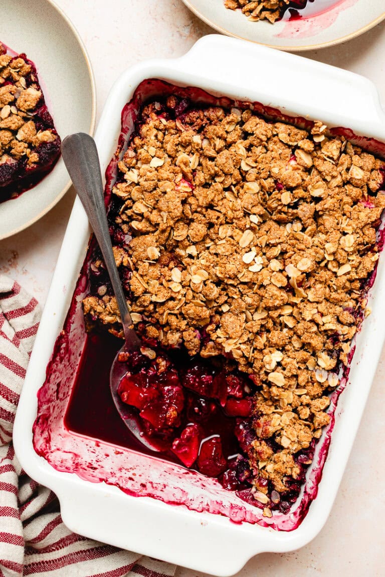 Mixed Berry Apple Crisp (Healthy & Vegan)
