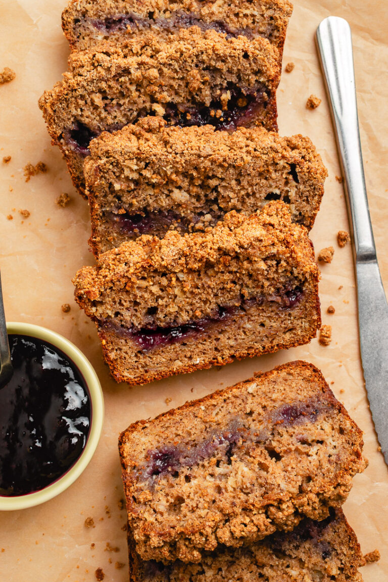 Healthy Peanut Butter and Jelly Streusel Bread