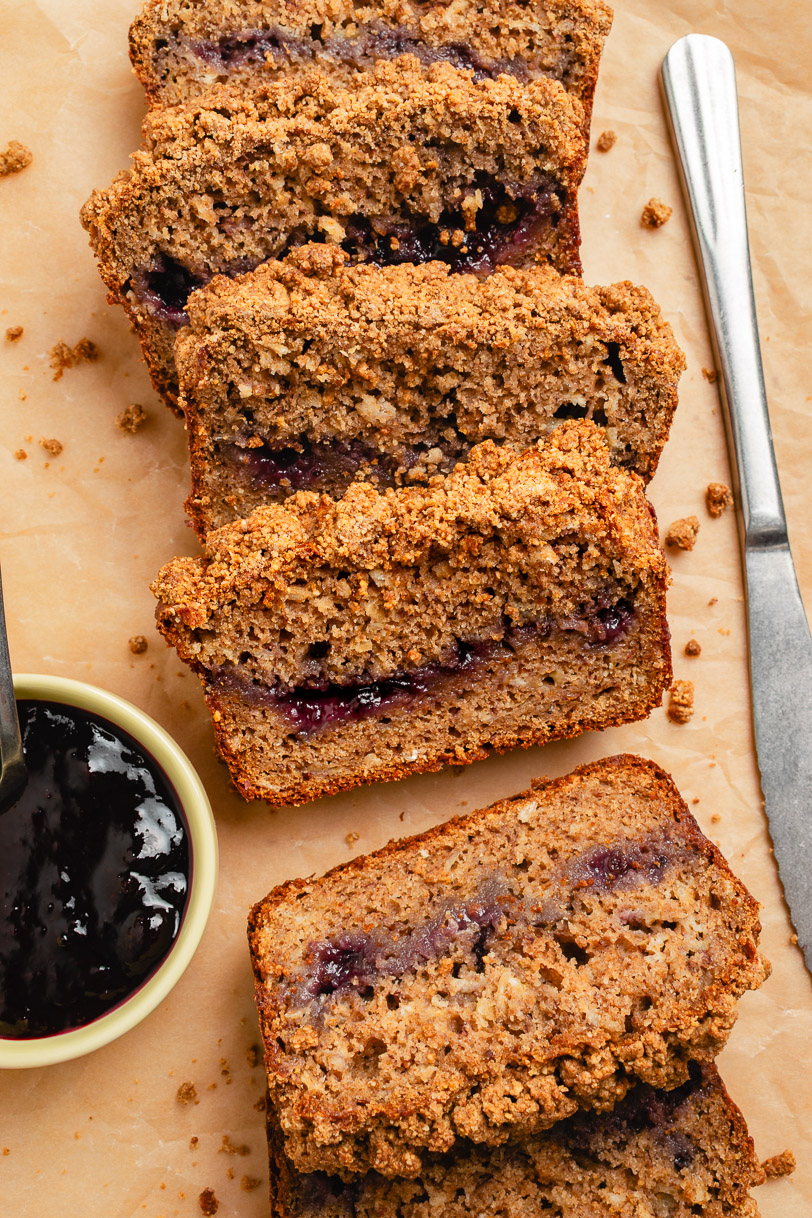 Healthy Peanut Butter and Jelly Streusel Bread
