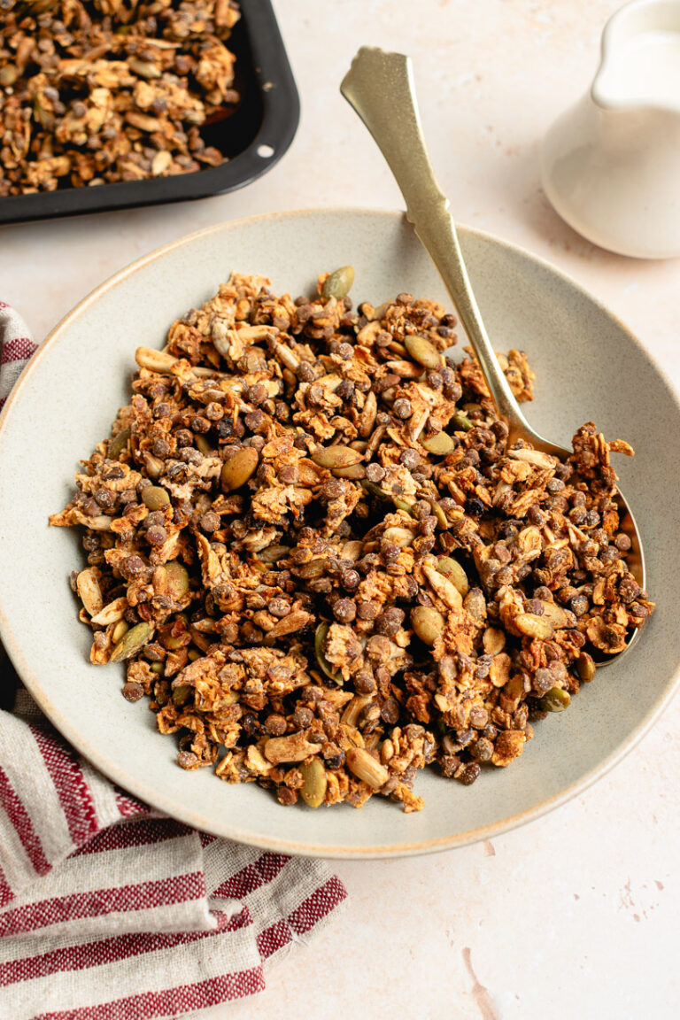 No Sugar Lentil Granola (7g Protein, 7g Fiber)
